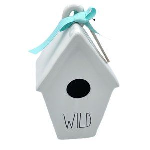 Rae Dunn Magenta Spring WILD Bird House Feather Etched Back Artisan Collection